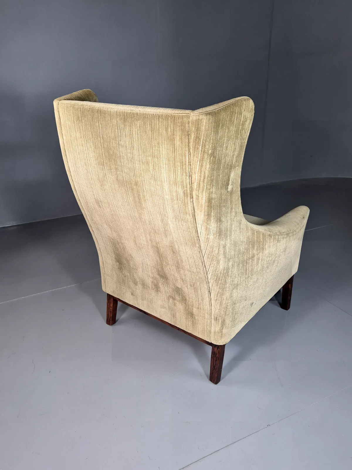 Furniture Vintage Swedish Wingback Chair Green Rosewood Bender Ikea 1960s Mcm Eb6997 Mnor photo