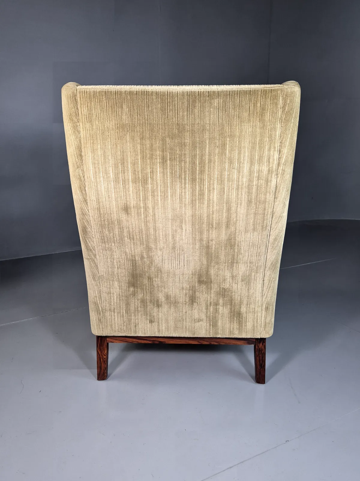 350.0 Vintage Swedish Wingback Chair Green Rosewood Bender Ikea 1960s Mcm Eb6997 Mnor photo