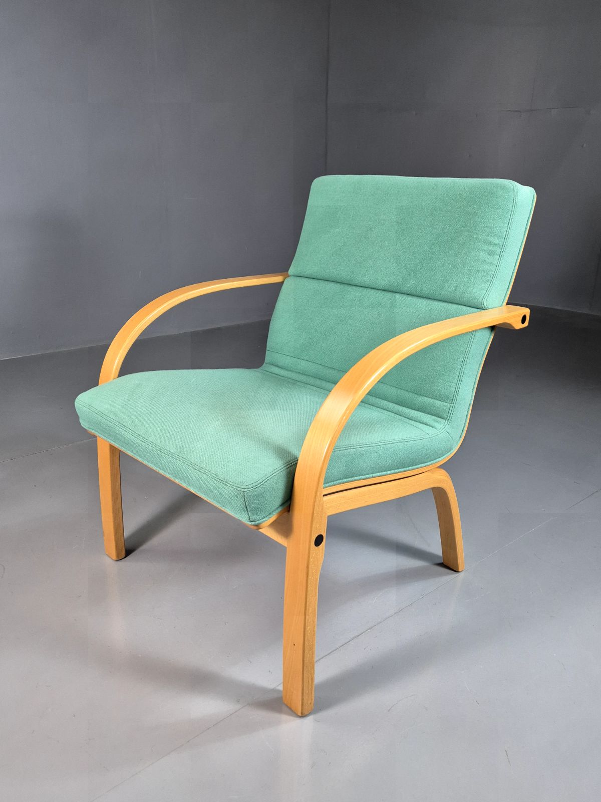 Vintage Danish Lounge Chair Mint Wool Bentwood 1980s Retro Eb7352 Mben