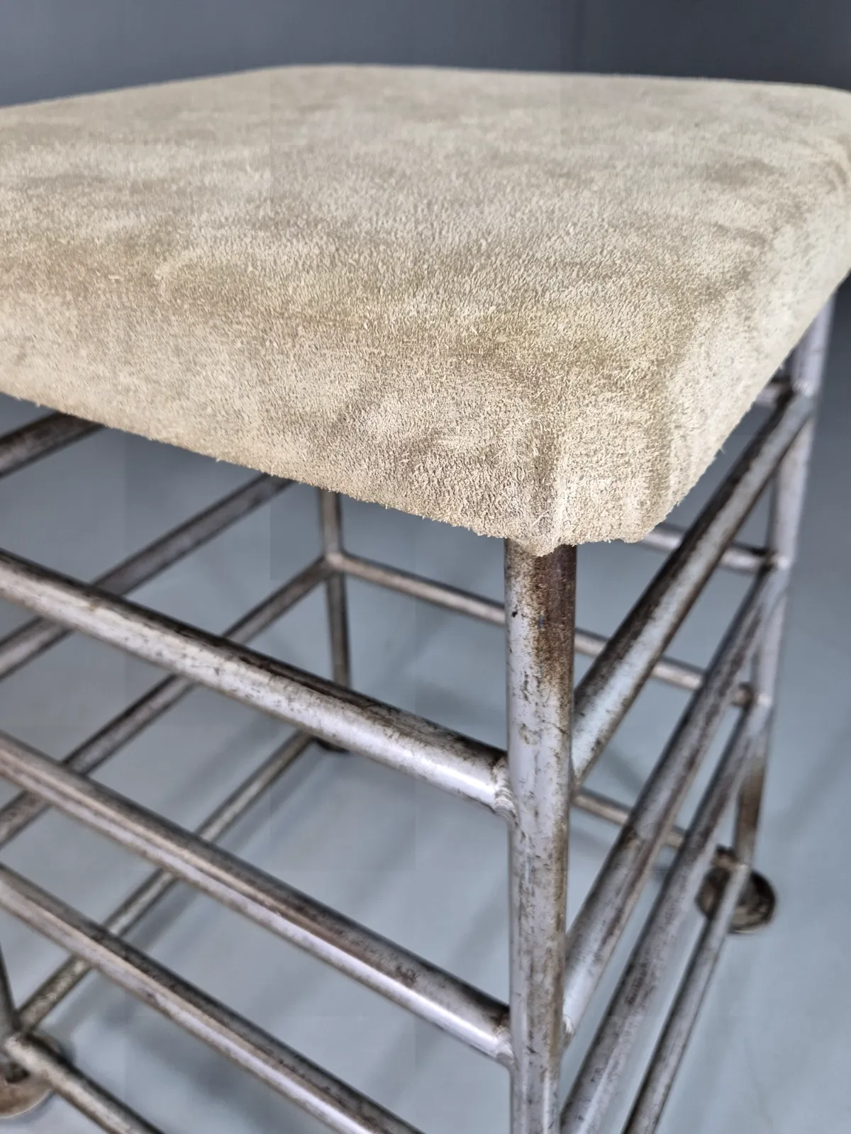 Vintage Gym High Stool Steel And Suede Pommel Mid 20th C Eb7377 Mfoo photo vintage