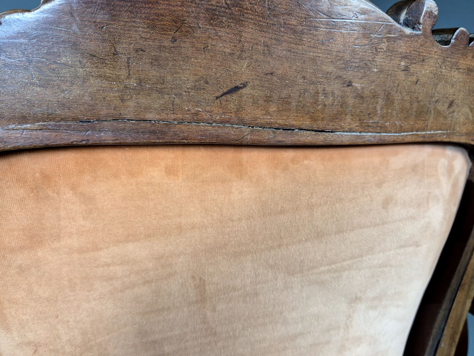 photo for sale Vintage Fautueil Chairs Orange Upholstery Mahogany Antique  Eb7380 Vclo