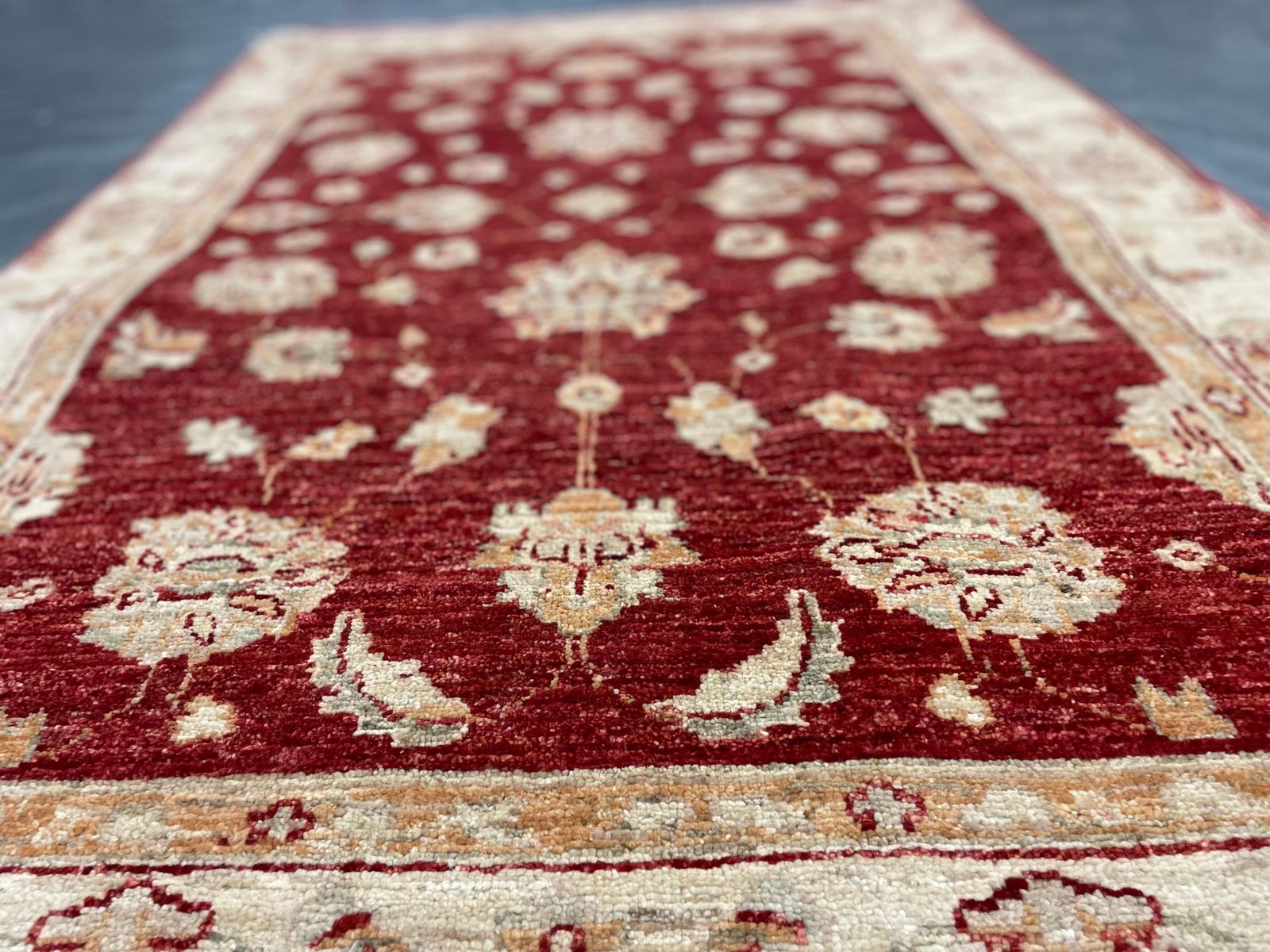 Handmade Wool Red Rug, Floral Oriental Carpet For Living Room 152x100cm photo vintage