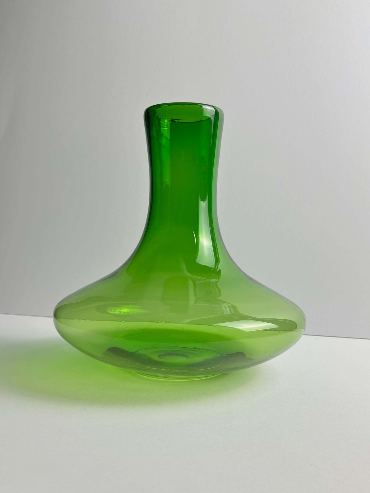 Large Green Handblown Glass Vase, Attributed To Reijmyre Glasbruk, Sweden, 1960s photo for sale