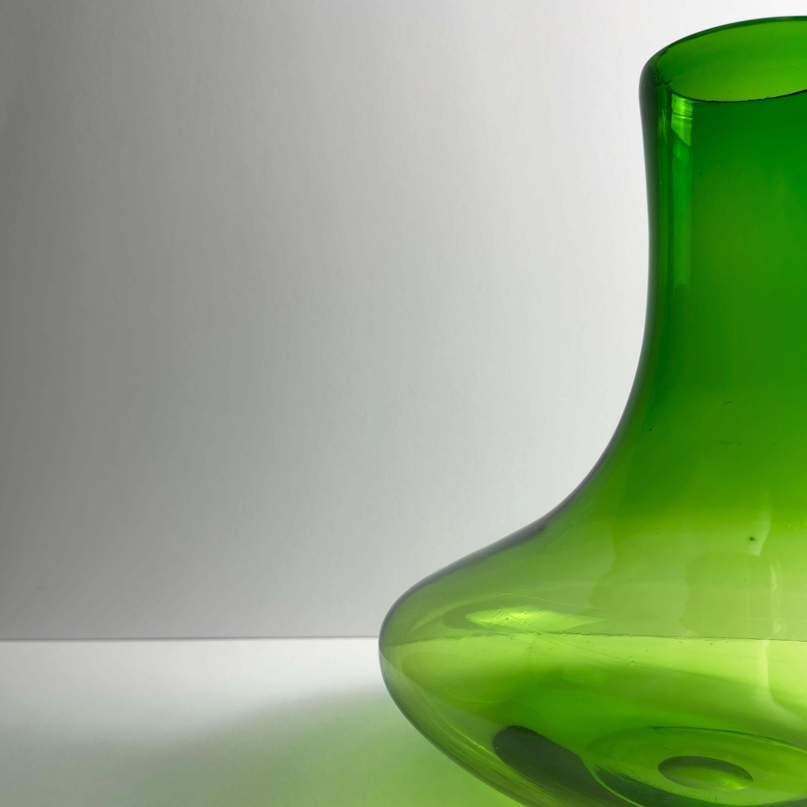 Large Green Handblown Glass Vase, Attributed To Reijmyre Glasbruk, Sweden, 1960s photo Home Decor