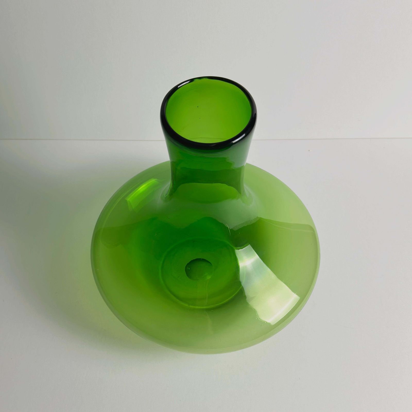 Large Green Handblown Glass Vase, Attributed To Reijmyre Glasbruk, Sweden, 1960s photo vintage