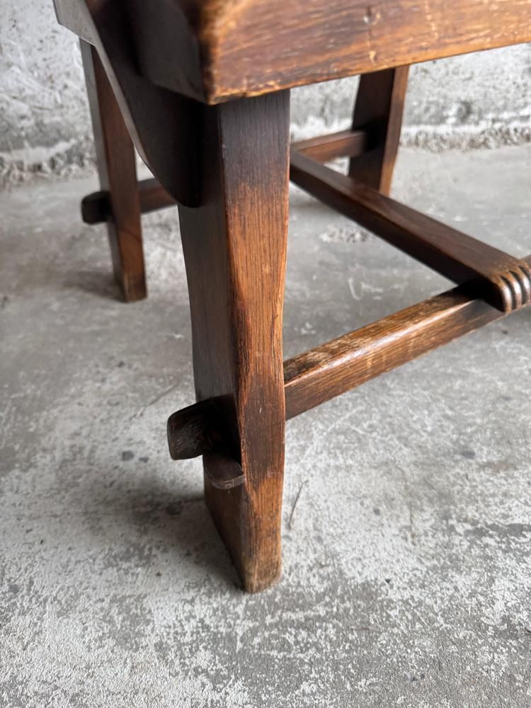 Brutalist Armchair With Wicker Seat And Leather Back photo vintage