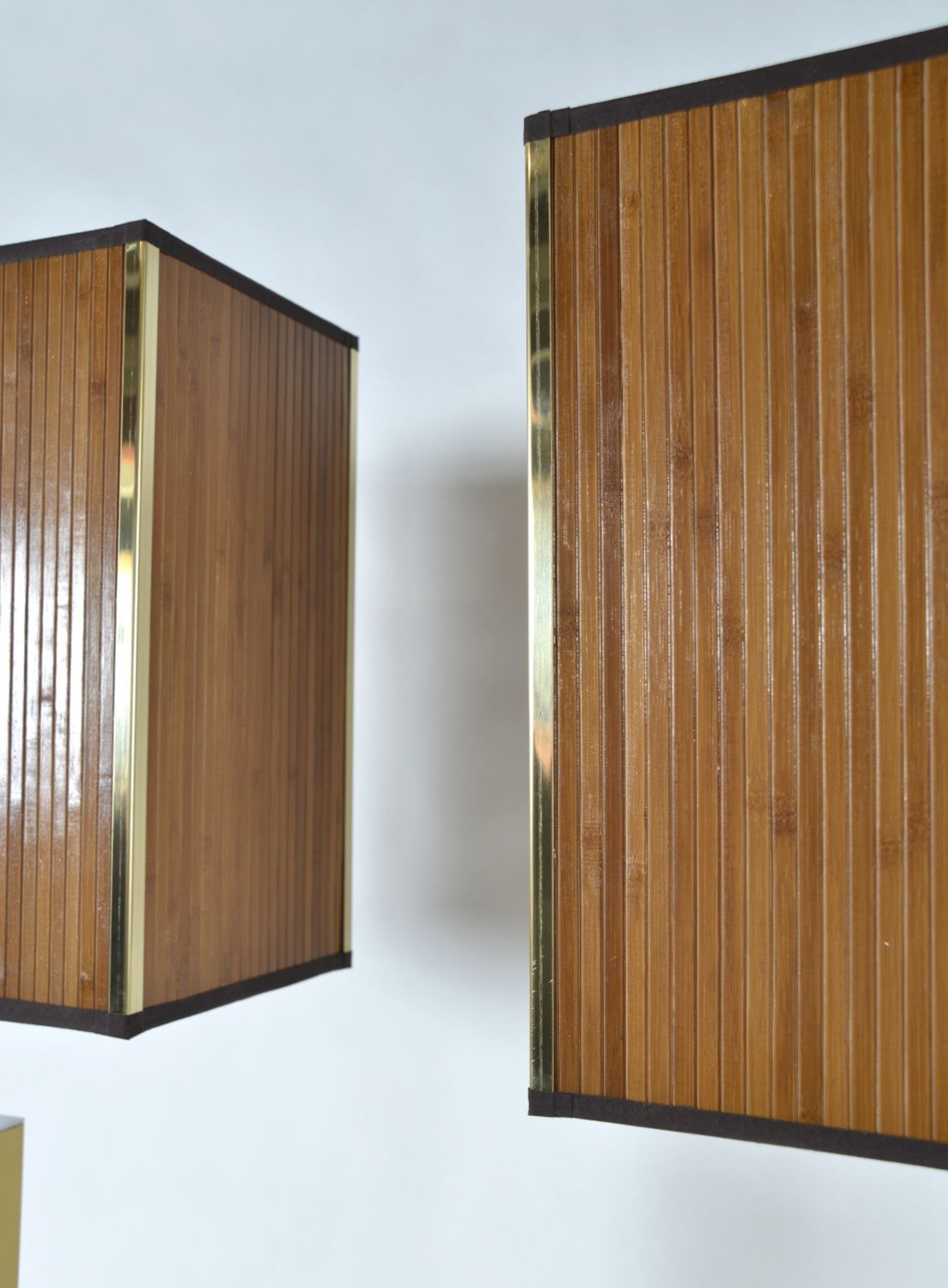 3800.0 1970s Large Pair Italian Chrome Brass Bamboo Standard Floor Lamps Hollywood Regency photo