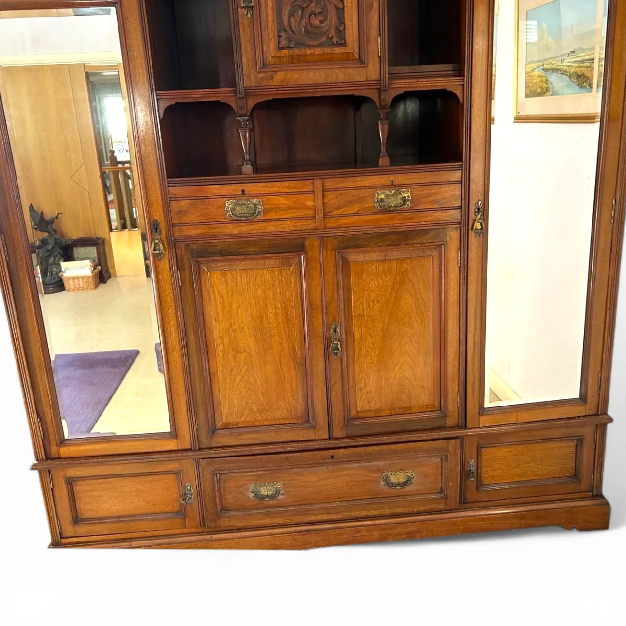 photo vintage Wonderful Edwardian Oak Compactum Or Wardrobe C.1910