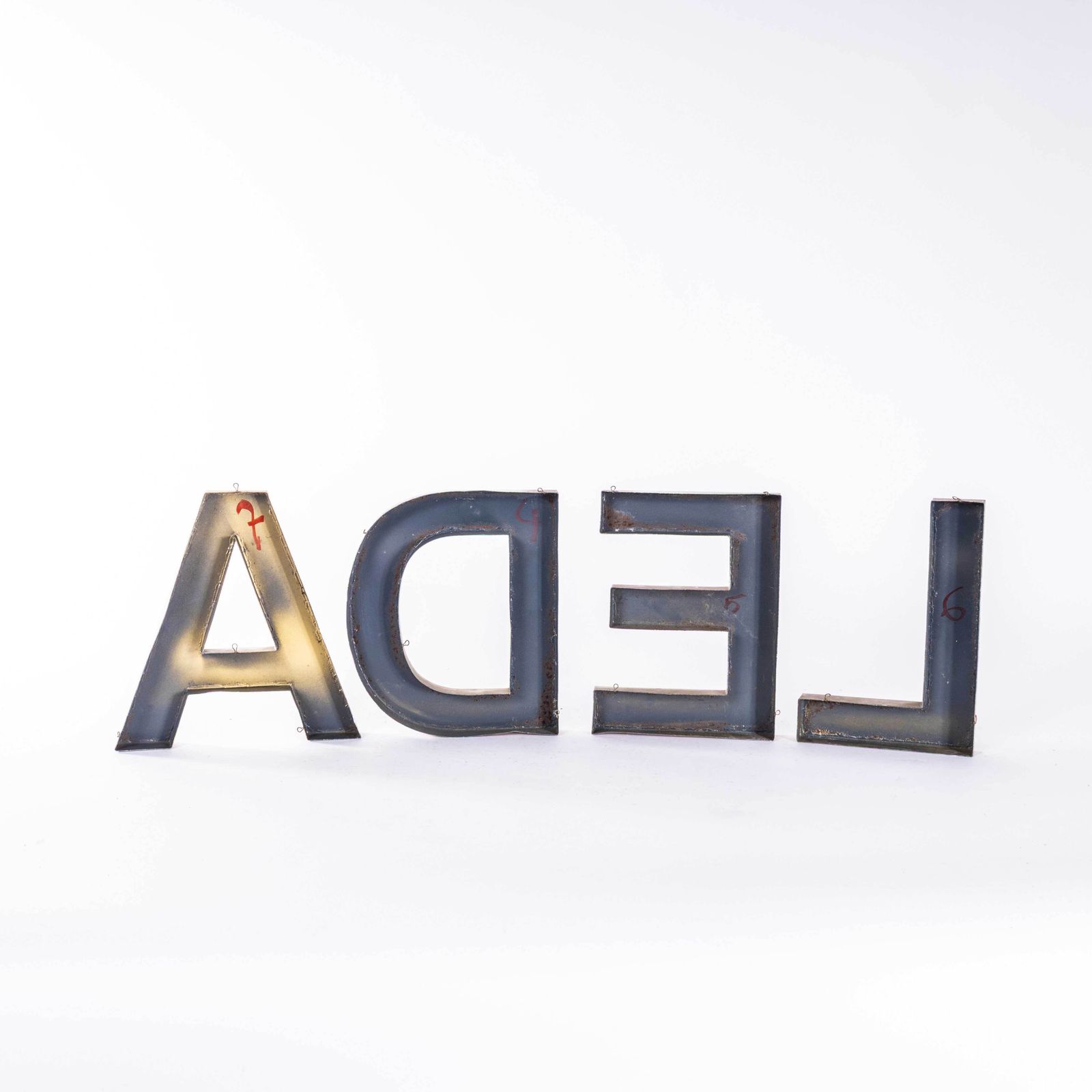 1950's Original Large French Metal Shop Signage Letters   Letter D photo for sale
