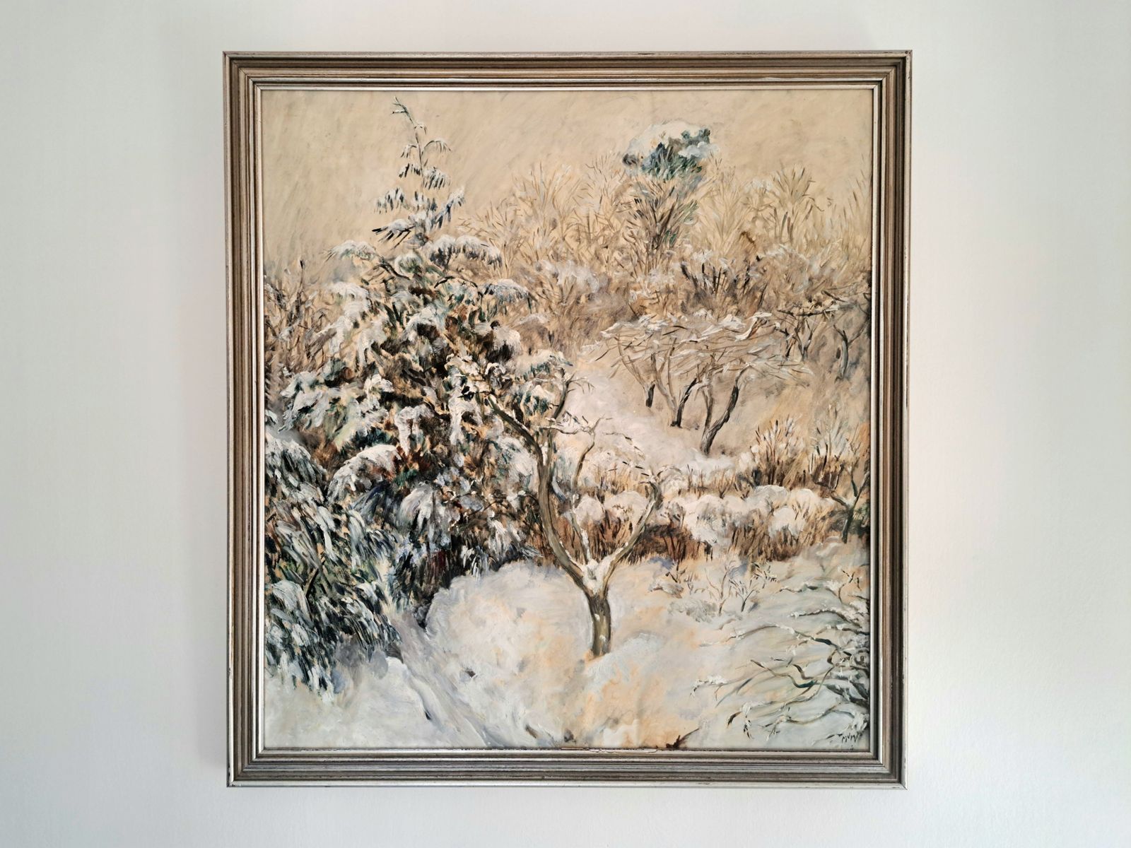 Vintage Painting Of A Snowy Woodland Scene photo 50.0