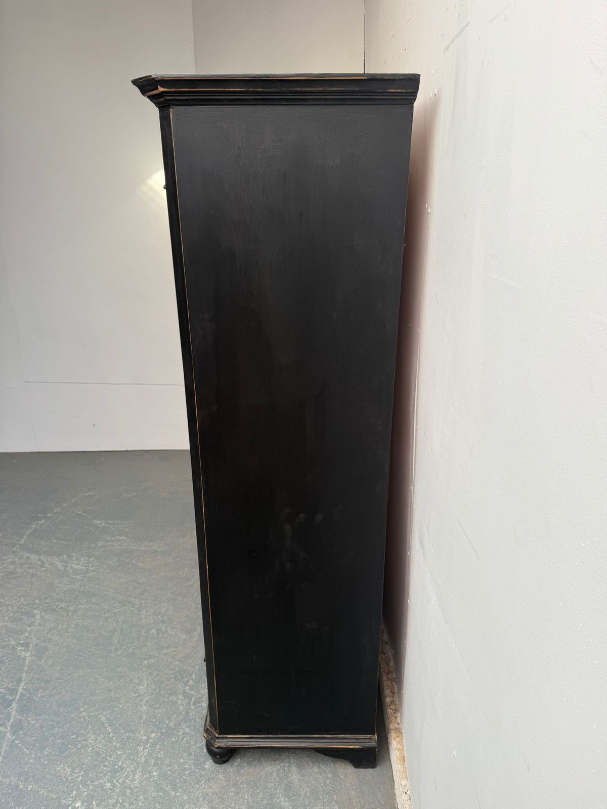 A Victorian Pine Painted Black 1 Drawer Child / Hall Wardrobe photo for sale