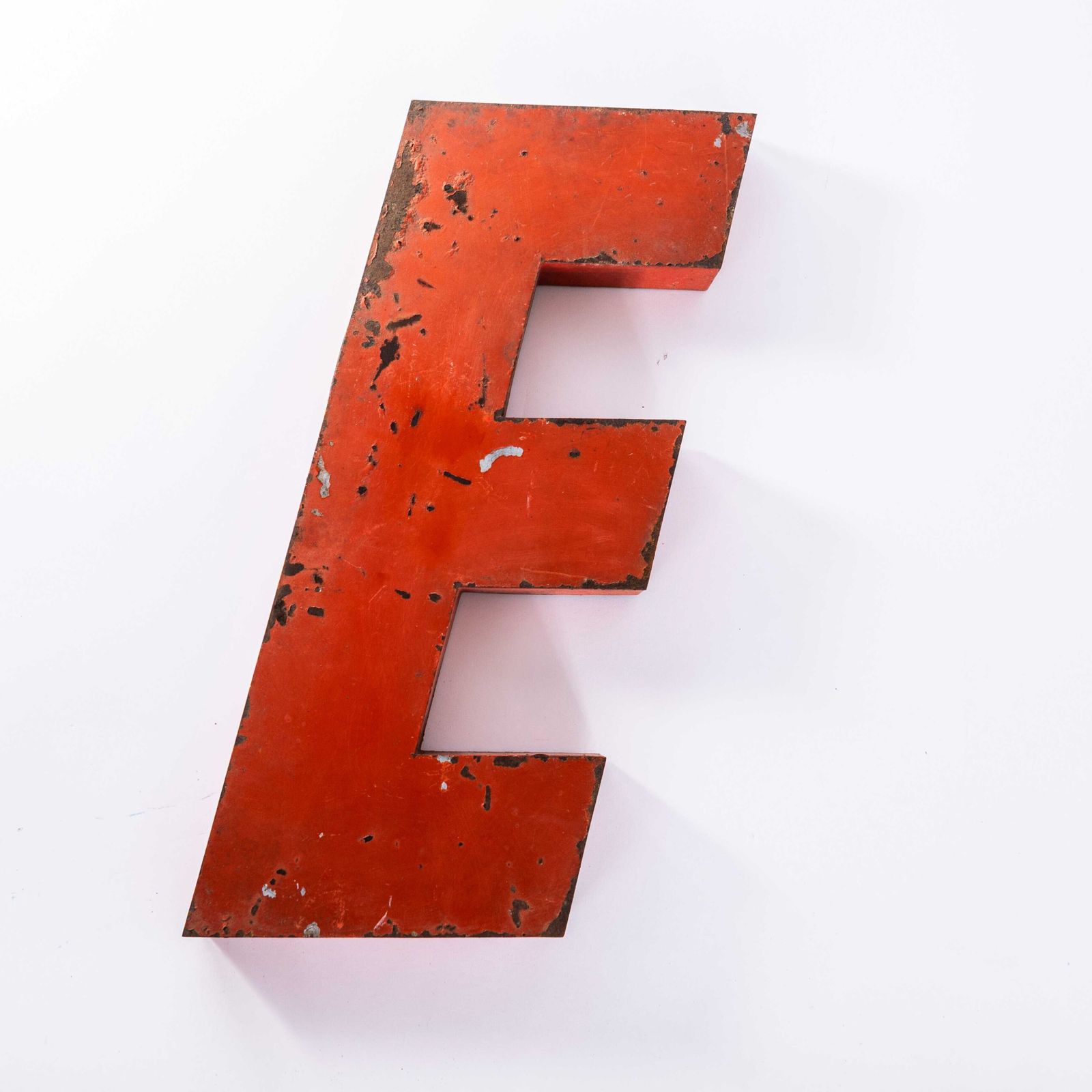 1950's Original Large French Metal Shop Signage Letters   Letter E