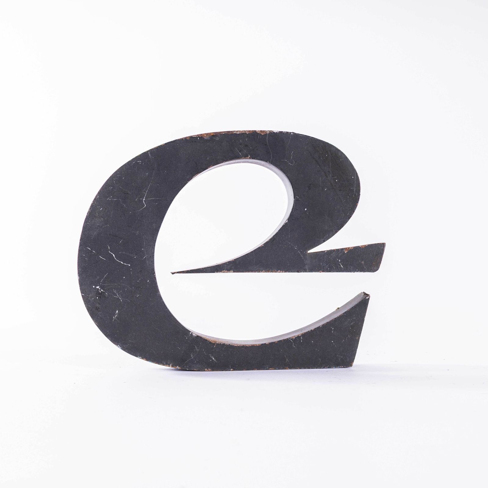 1950's Original Large French Metal Shop Signage Letters   Letter E
