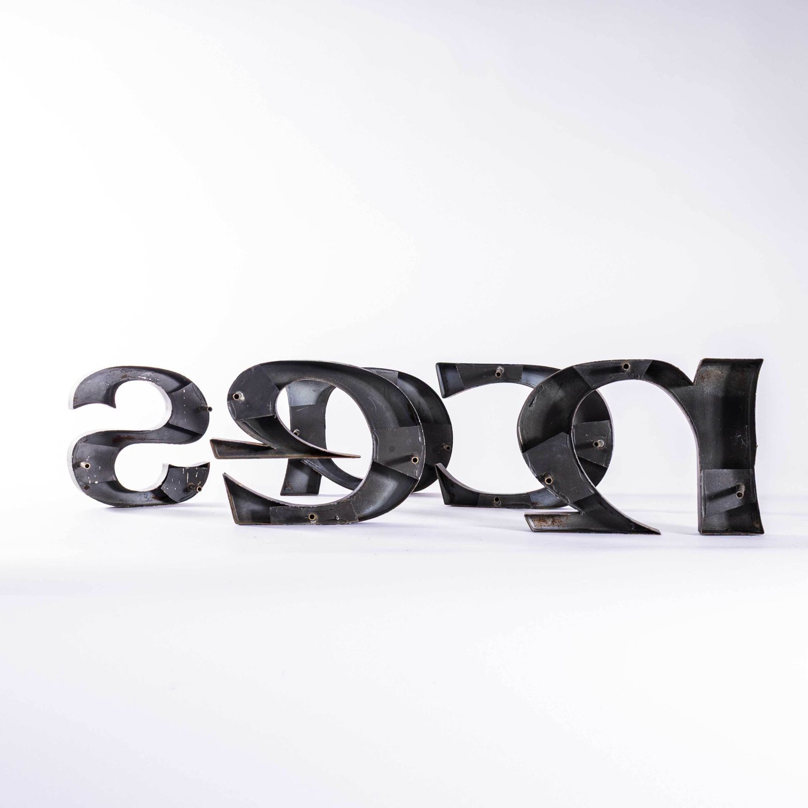 1950's Original Large French Metal Shop Signage Letters   Letter E photo for sale
