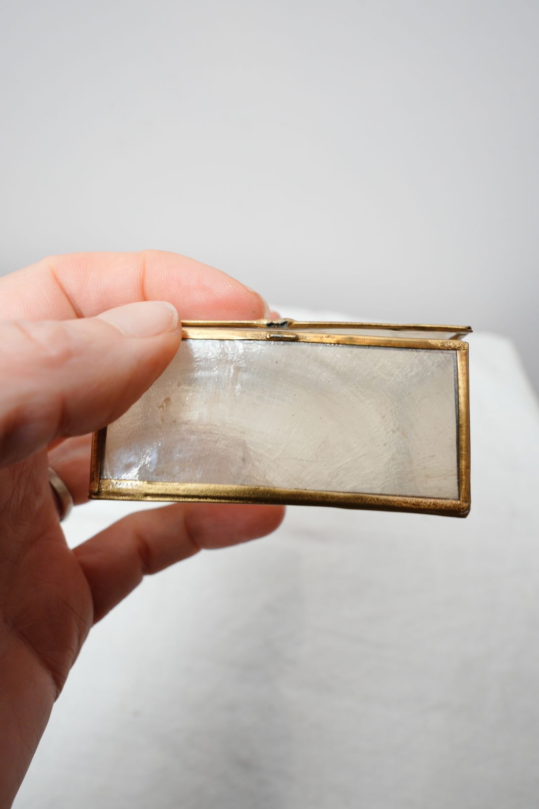 Vintage Mother Of Pearl Trinket Jewellery Boxes With Brass Features photo furniture