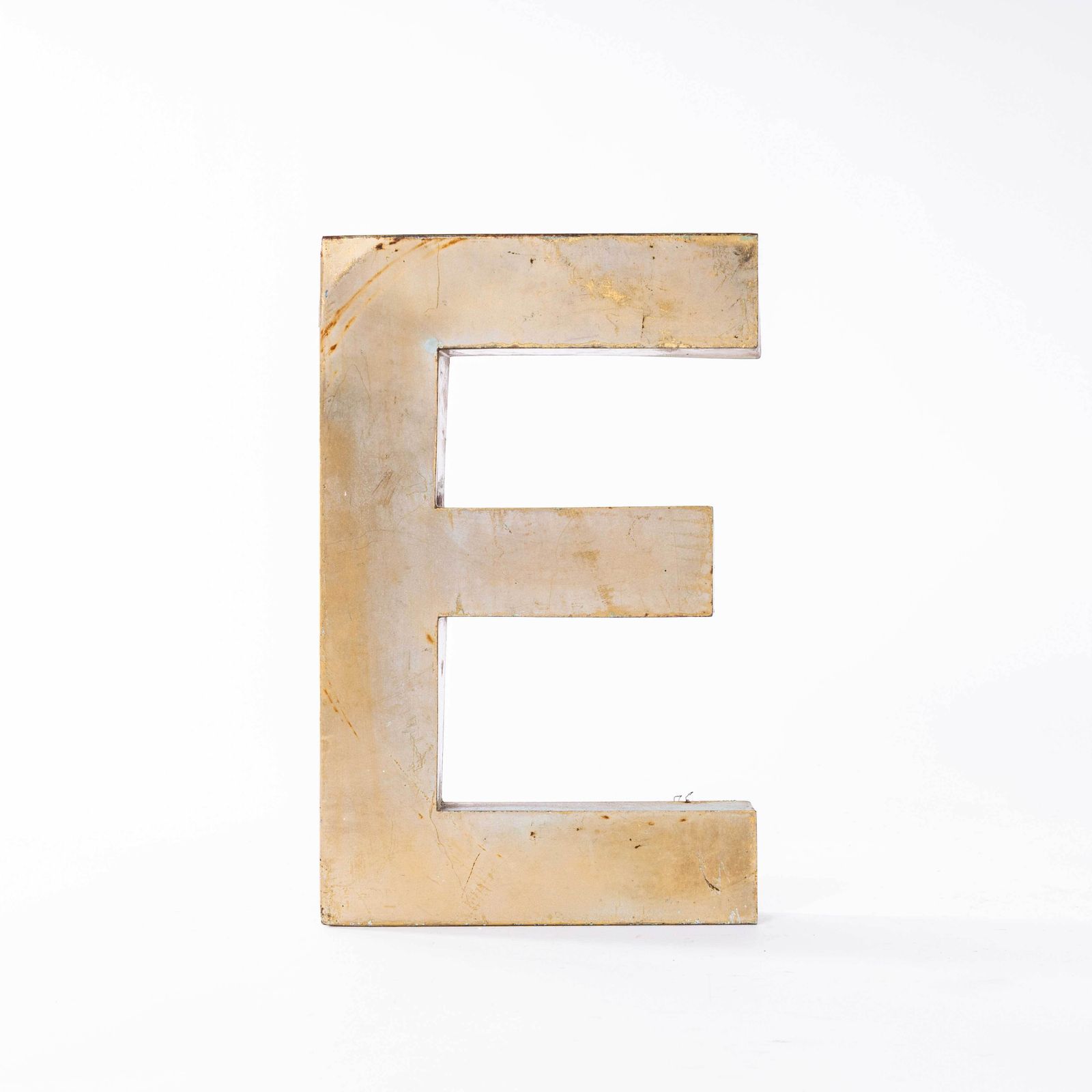 1950's Original Large French Metal Shop Signage Letters   Letter E