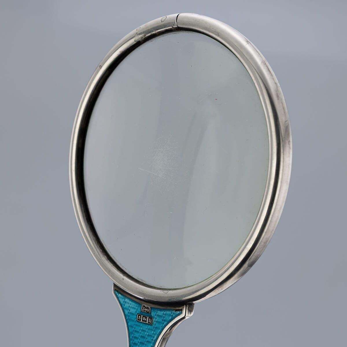 Antique 20thc English Solid Silver & Guilloché Enamel Magnifying Glass C.1912 photo vinterior