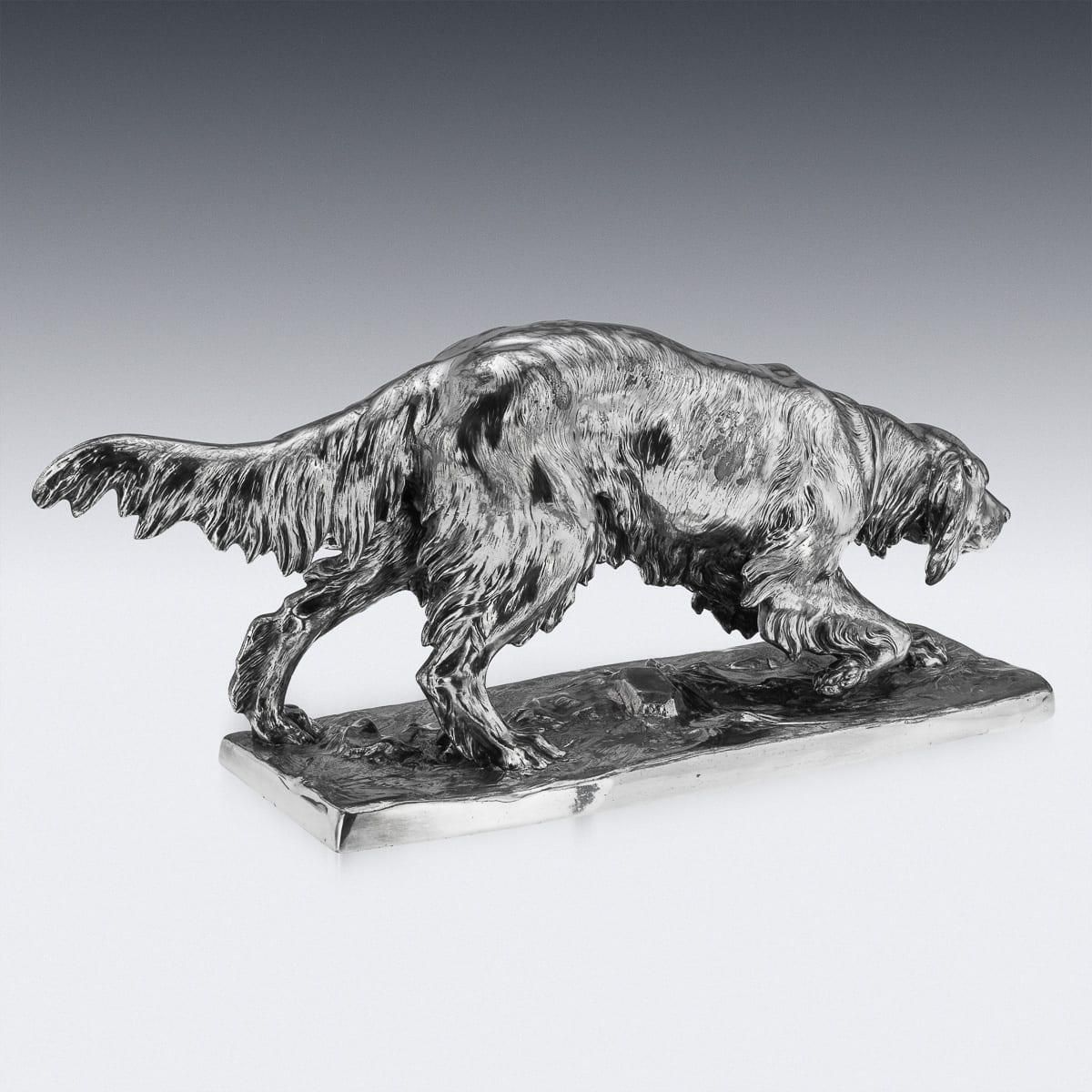 Antique 20thc Continental Silver Plated Hunting "Setter Dog" Statue C.1910 photo 2855.0