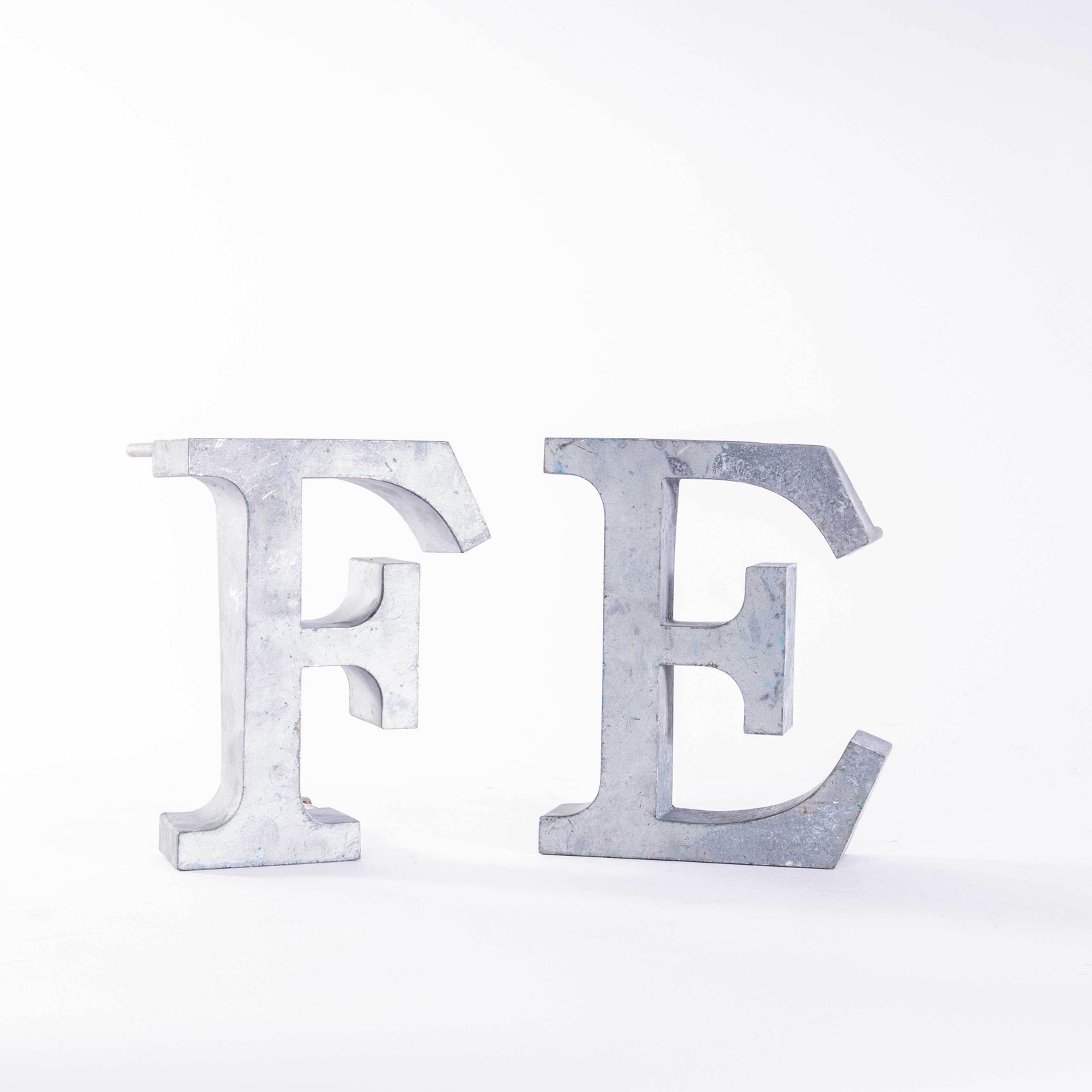 1950's Original Large French Metal Shop Signage Letters   Letter F photo for sale
