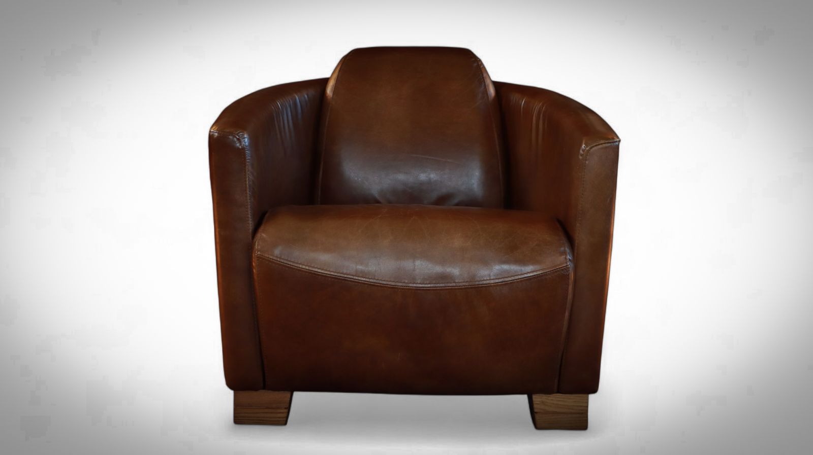 Superb Timothy Oulton Halo Mars Aviator Rocket Leather Club Armchair Cigar Brown