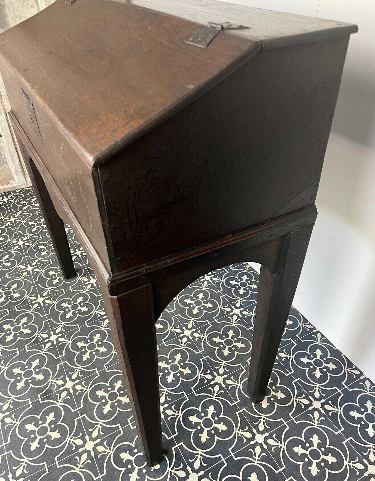 Antique George III 1765 Desk Bureau, Dark Oak With Secret Drawer photo buy