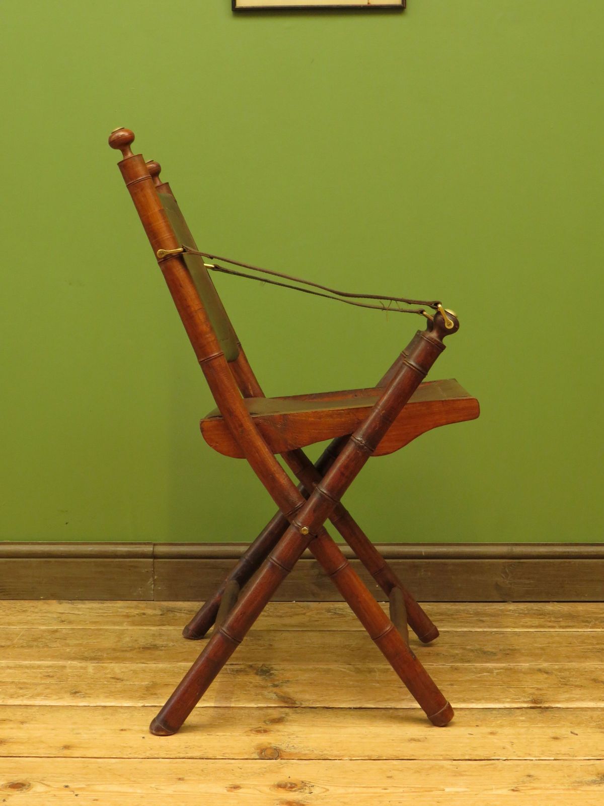 photo vinterior Leather And Faux Bamboo Officers Campaign Chair