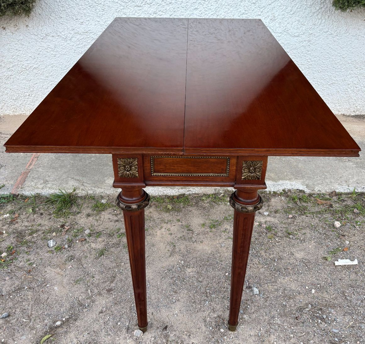 1550.3 Elegant Louis XVI Style Table In Mahogany Colour With Bronze Ornaments, 20th Century photo