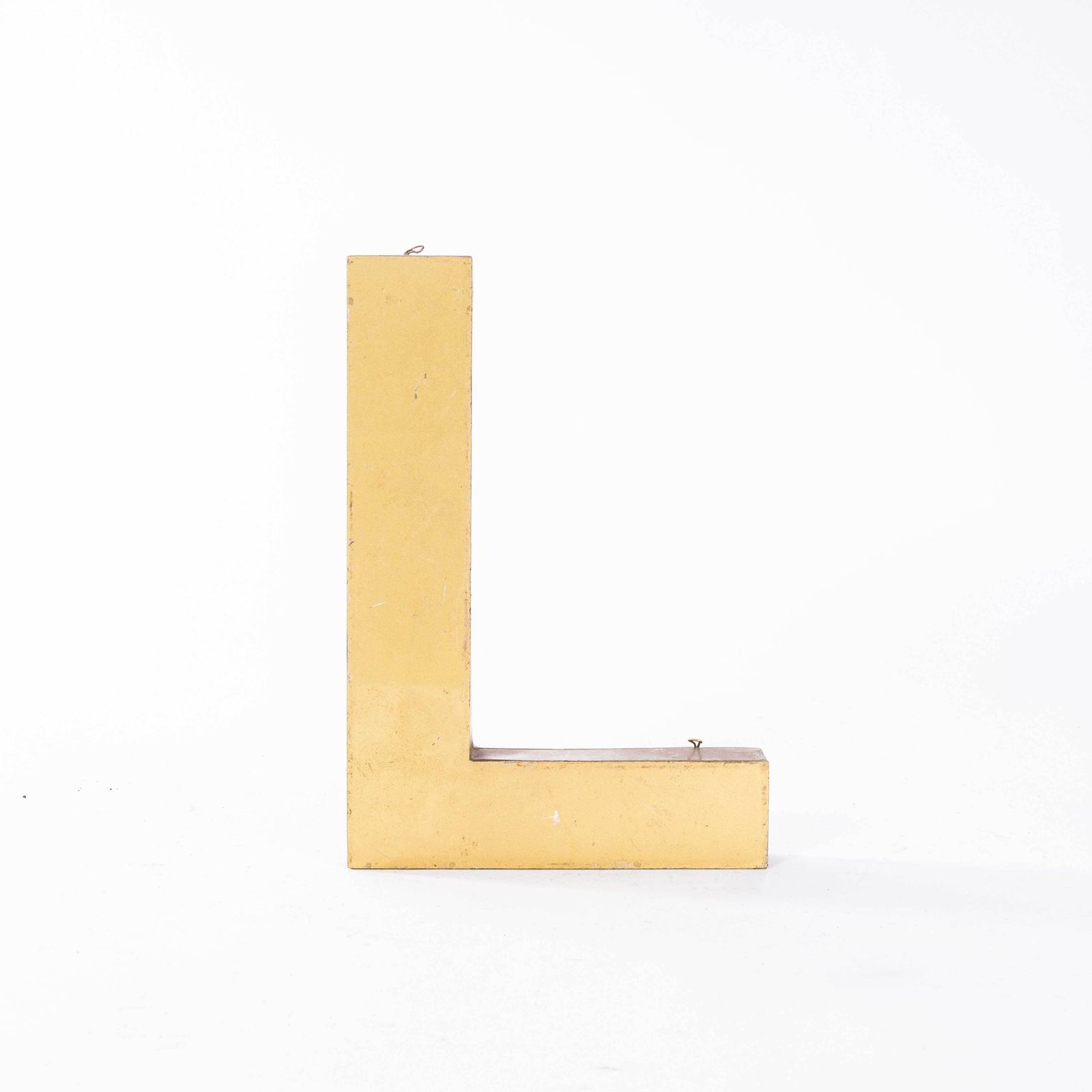 1950's Original Large French Metal Shop Signage Letters   Letter L