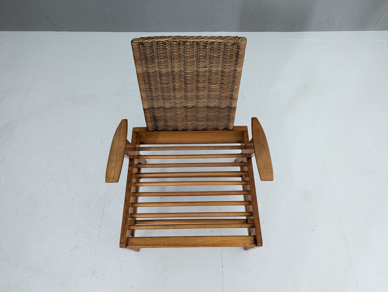 Sculptural Beech And Rattan Armchair With Footstool By úľuv, 1960s photo buy