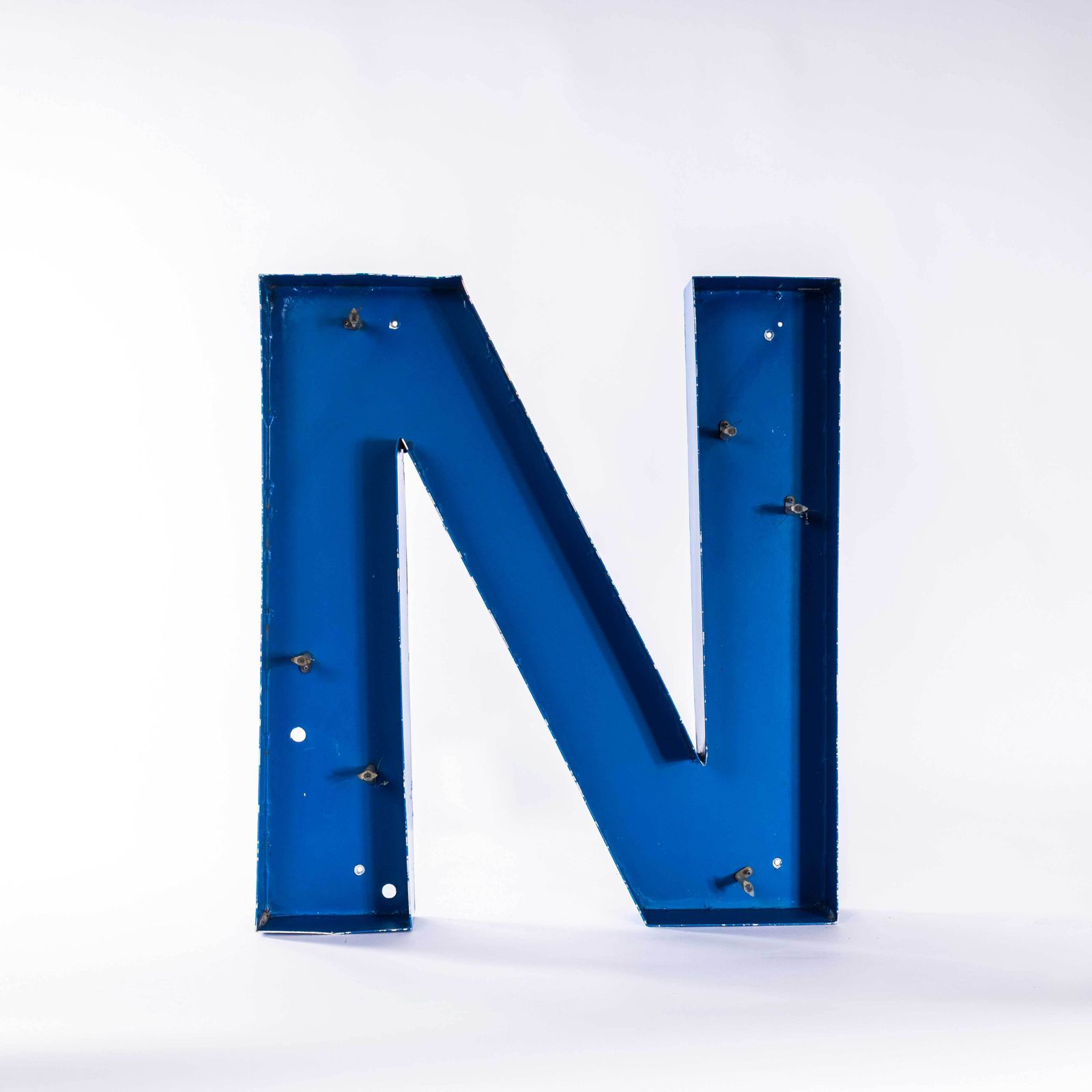 1950's Original Large French Metal Shop Signage Letters   Letter N