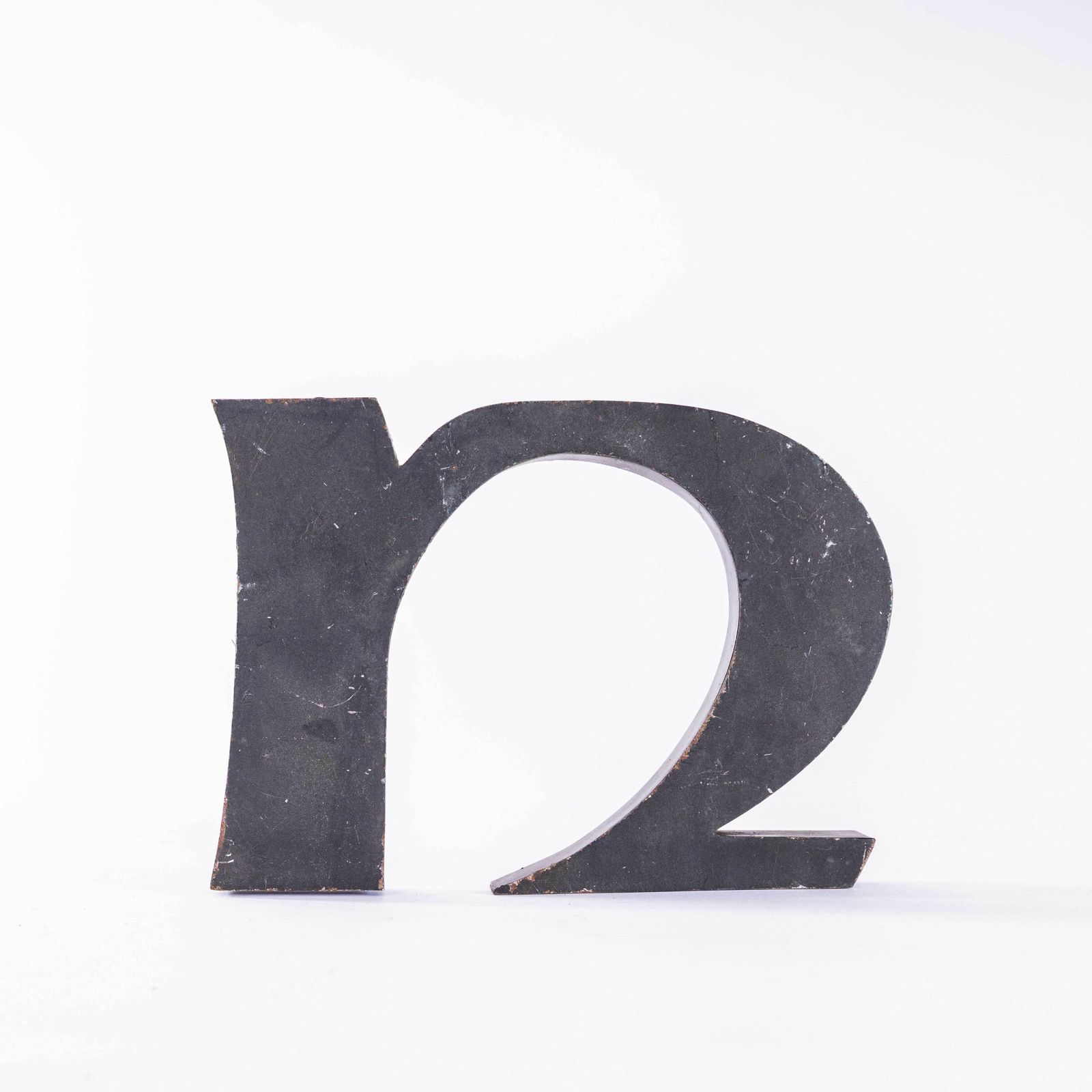 1950's Original Large French Metal Shop Signage Letters   Letter N