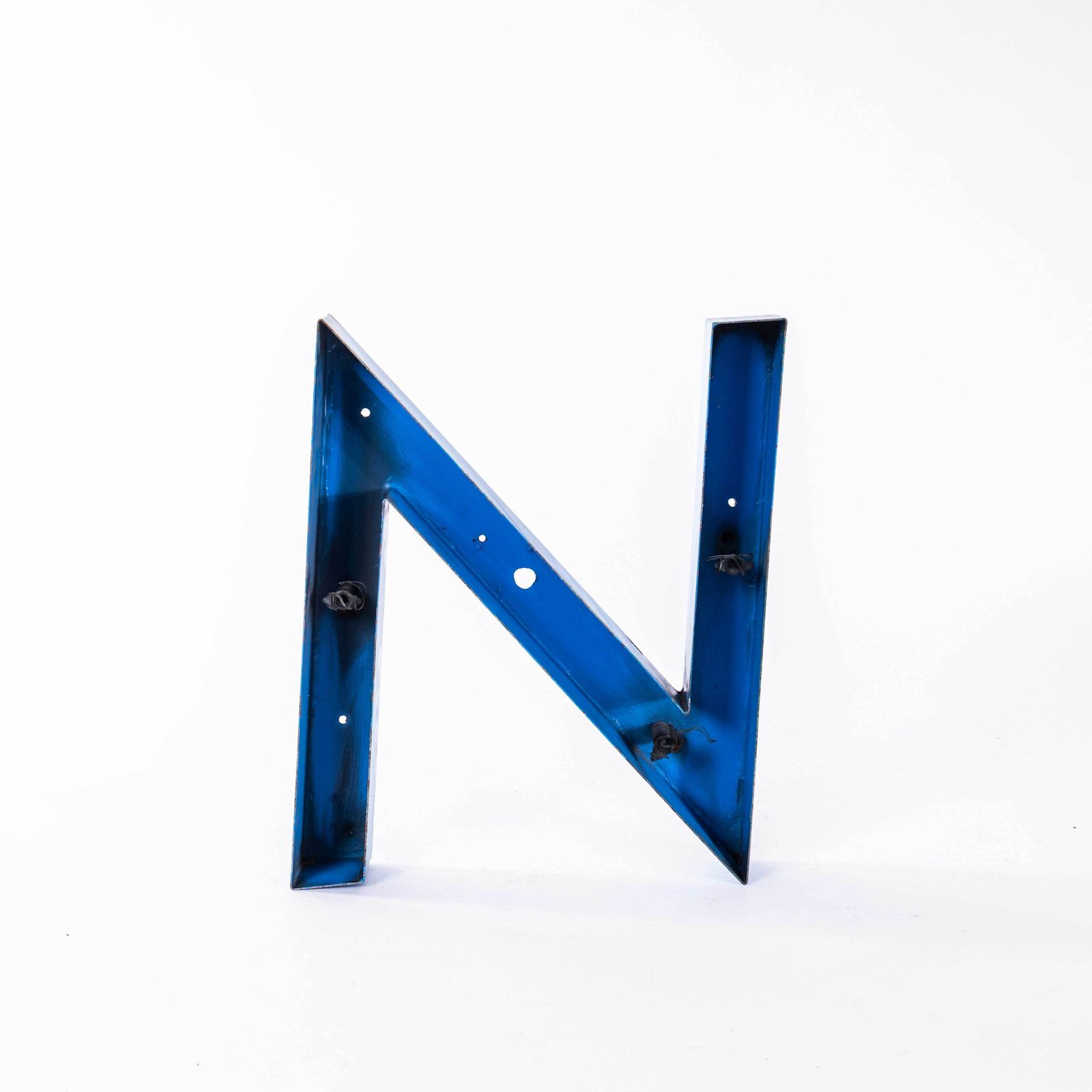 1950's Original Large French Metal Shop Signage Letters   Letter N