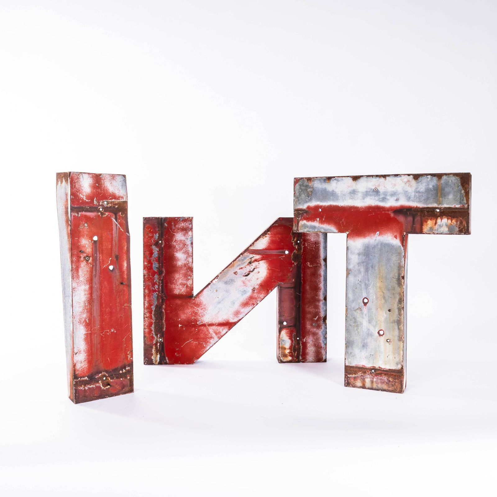 1950's Original Large French Metal Shop Signage Letters   Letter P photo for sale
