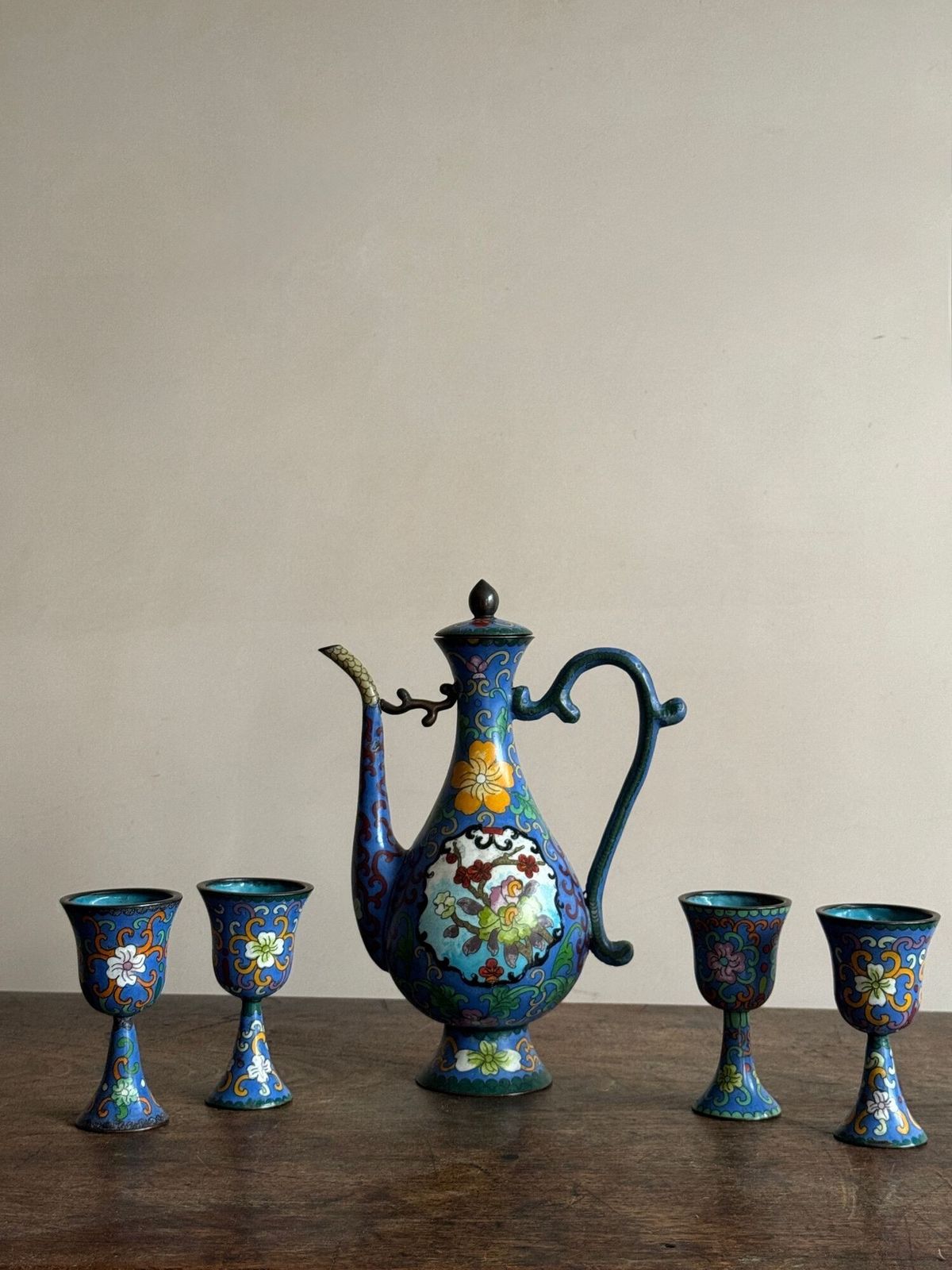 Cloisonné Enamel Ewes And Stem Cups