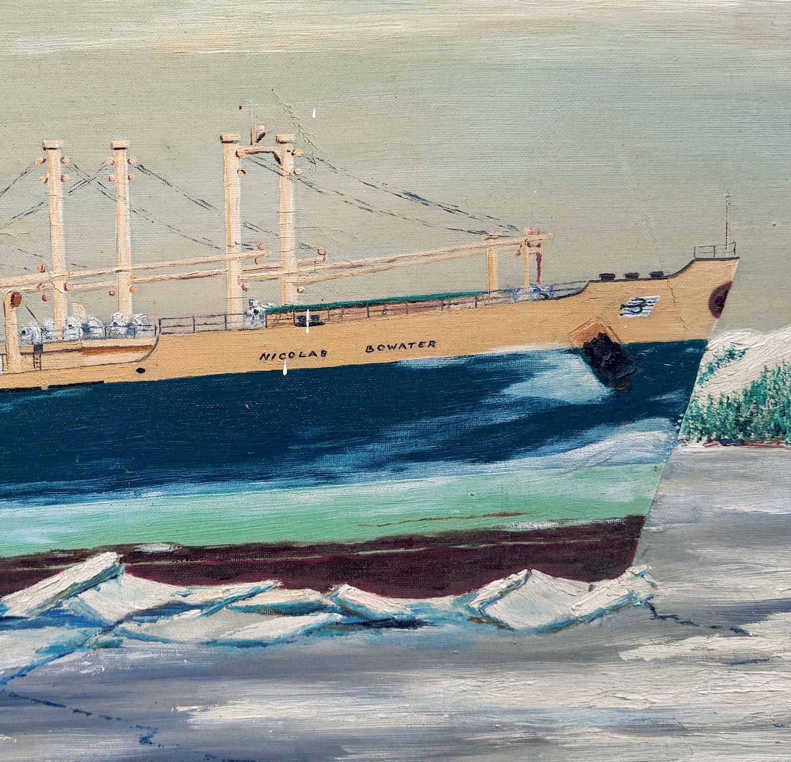 The Nicolas Bowater (Steam Turbine Vessel)   Oil On Canvas Painted At Sea photo vinterior