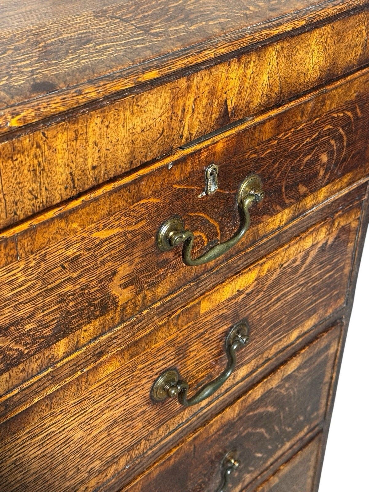 Antique Oak Cross Banded Chest Of Drawers Georgian C1760s Og Feet photo vinterior