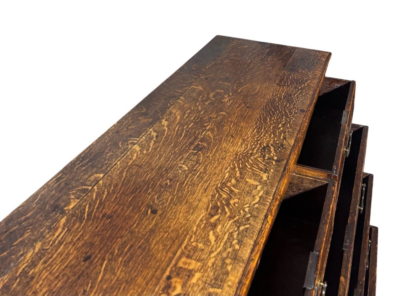 photo vintage Antique Oak Cross Banded Chest Of Drawers Georgian C1760s Og Feet