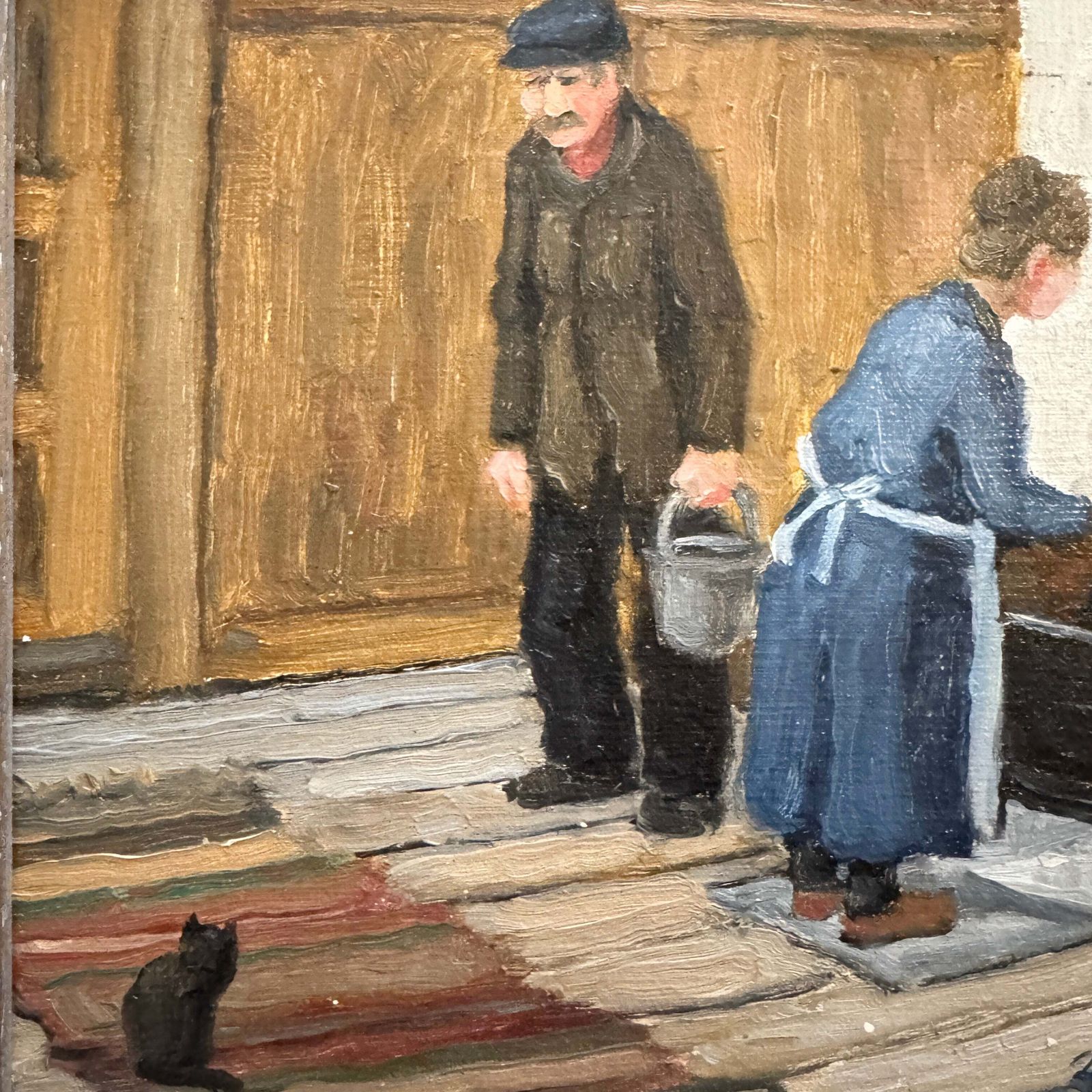 In A Kitchen. Vintage Swedish Oil Painting By Bengt Claésson. photo furniture