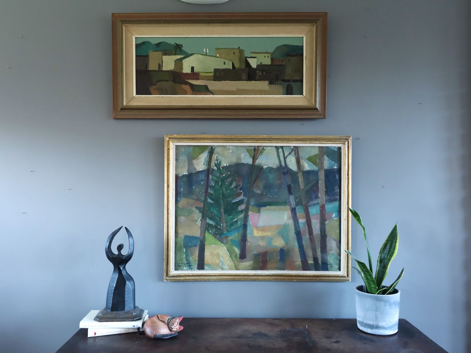 Sunlit Village Oil Painting, Modernist photo furniture