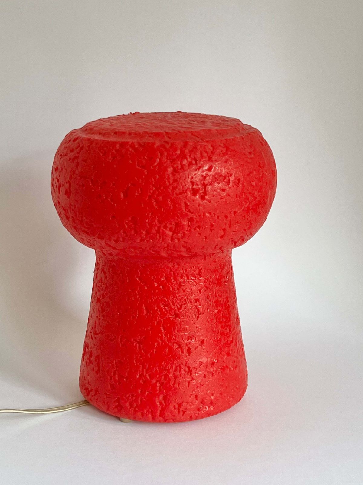 Mid Century Red Champagne Cork Lamp By Pierfrancesco Arnone