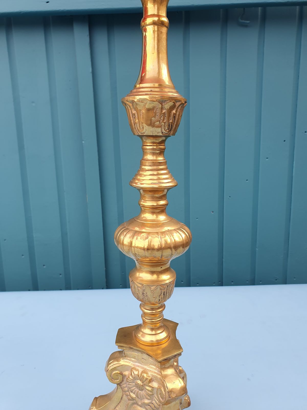 Early 20th Century Pair Of Baroque Style Brass Candlesticks photo 320.0