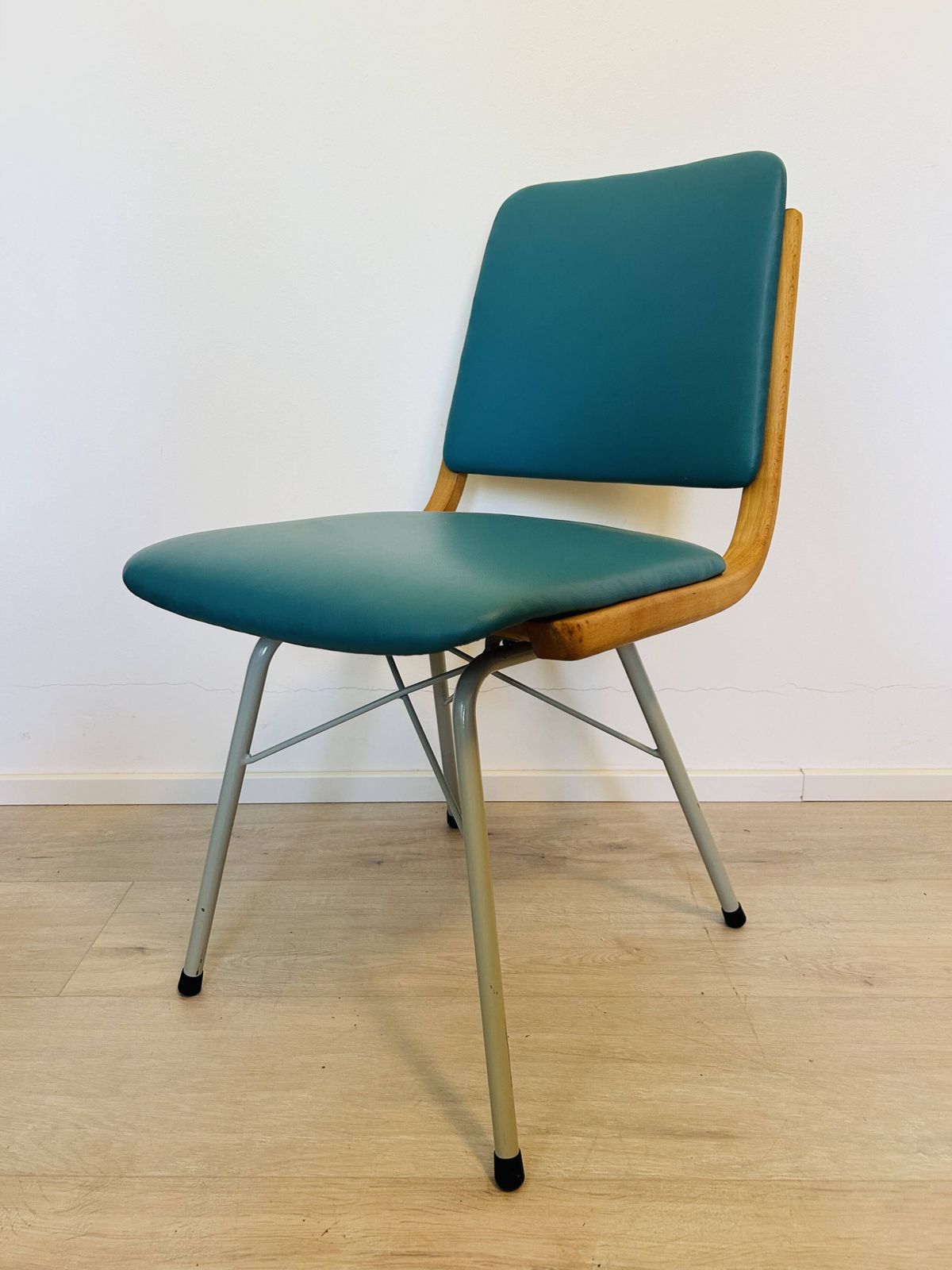 159.0 Vintage Turquoise Dining Chair By Ton, From Czechoslovakia 1960’s photo