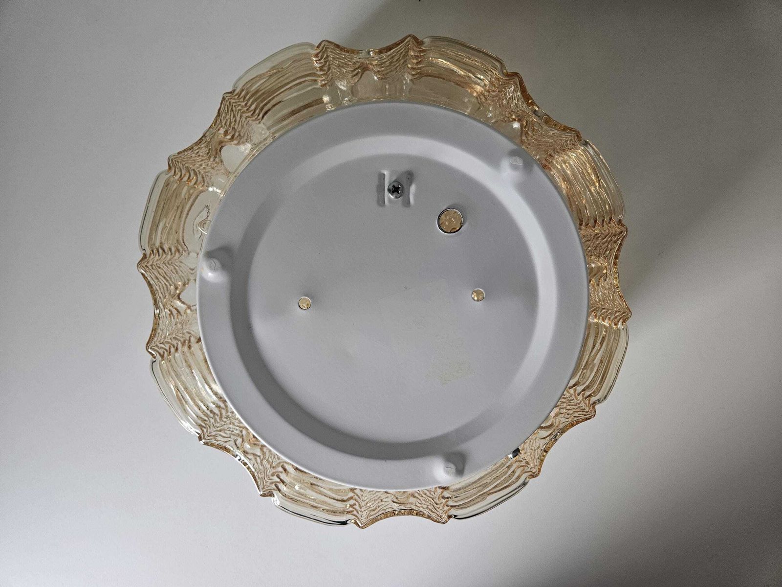 1 Of 2/ Vintage Textured Glass Flush Mount / Mid Century Amber Wall Or Ceiling Light / 1970s Retro Lamp photo Lighting