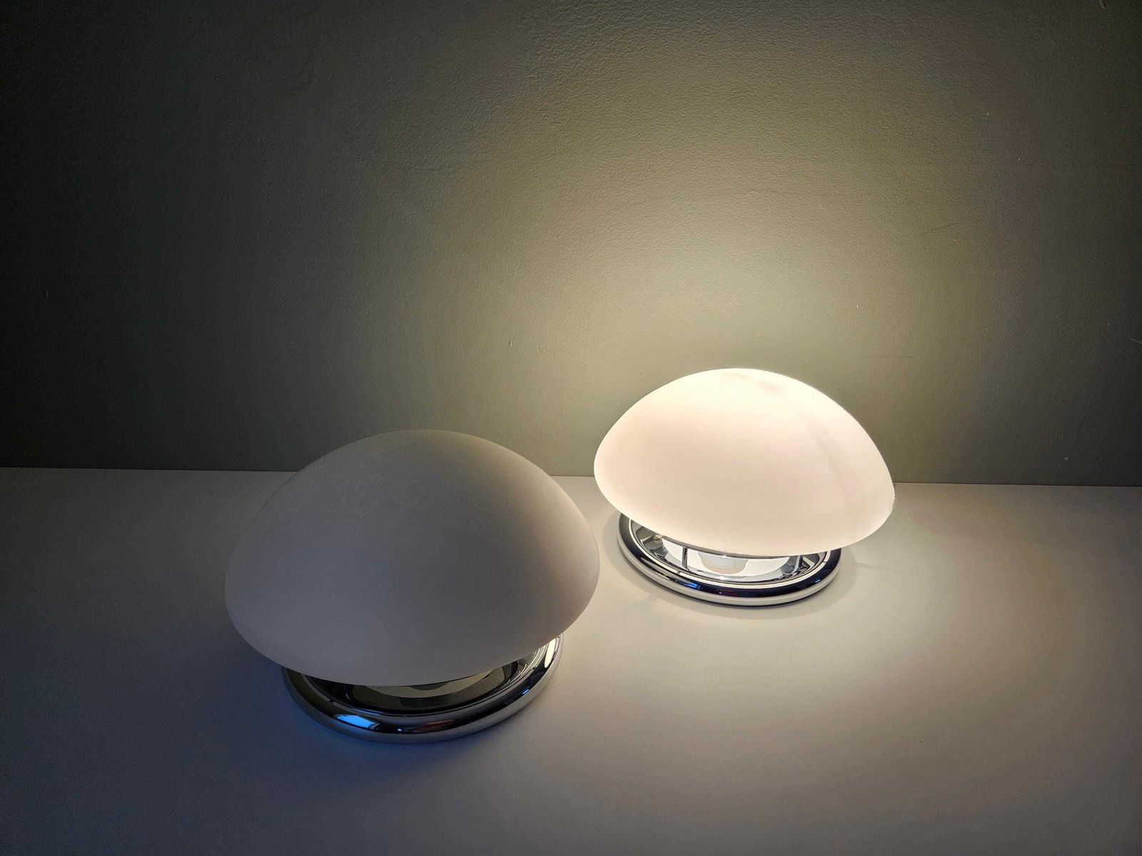 A Pair Of Mid Century Modern Mushroom Lamps: Flush Mount Ceiling Lights, Yugoslavia 80s Set photo furniture