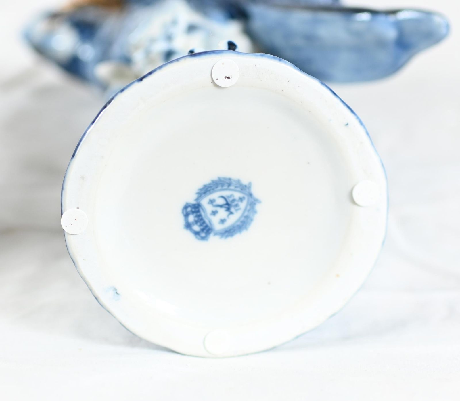 photo furniture French Porcelain Parrot Candlesticks Blue And White Gilt Mounts