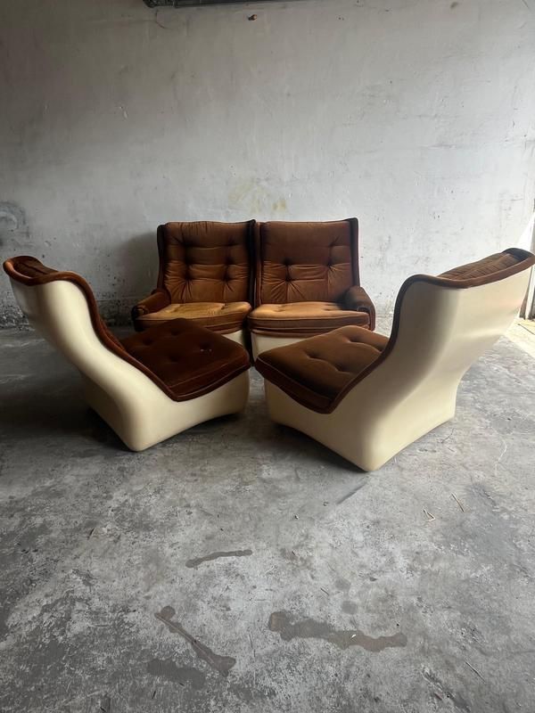 Modular Sofa In Brown Velvet From Airborne, 1970s, Set Of 4 photo 1995.0
