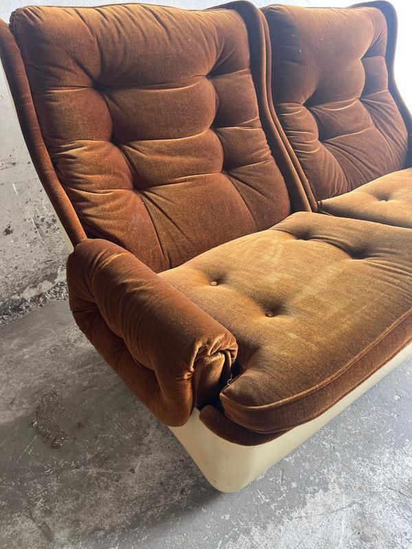 Modular Sofa In Brown Velvet From Airborne, 1970s, Set Of 4 photo vinterior