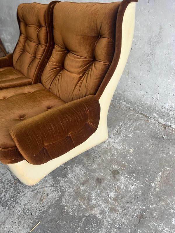 Modular Sofa In Brown Velvet From Airborne, 1970s, Set Of 4 photo buy