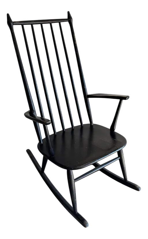 Scandinavian Black Windsor Style Rocking Chair