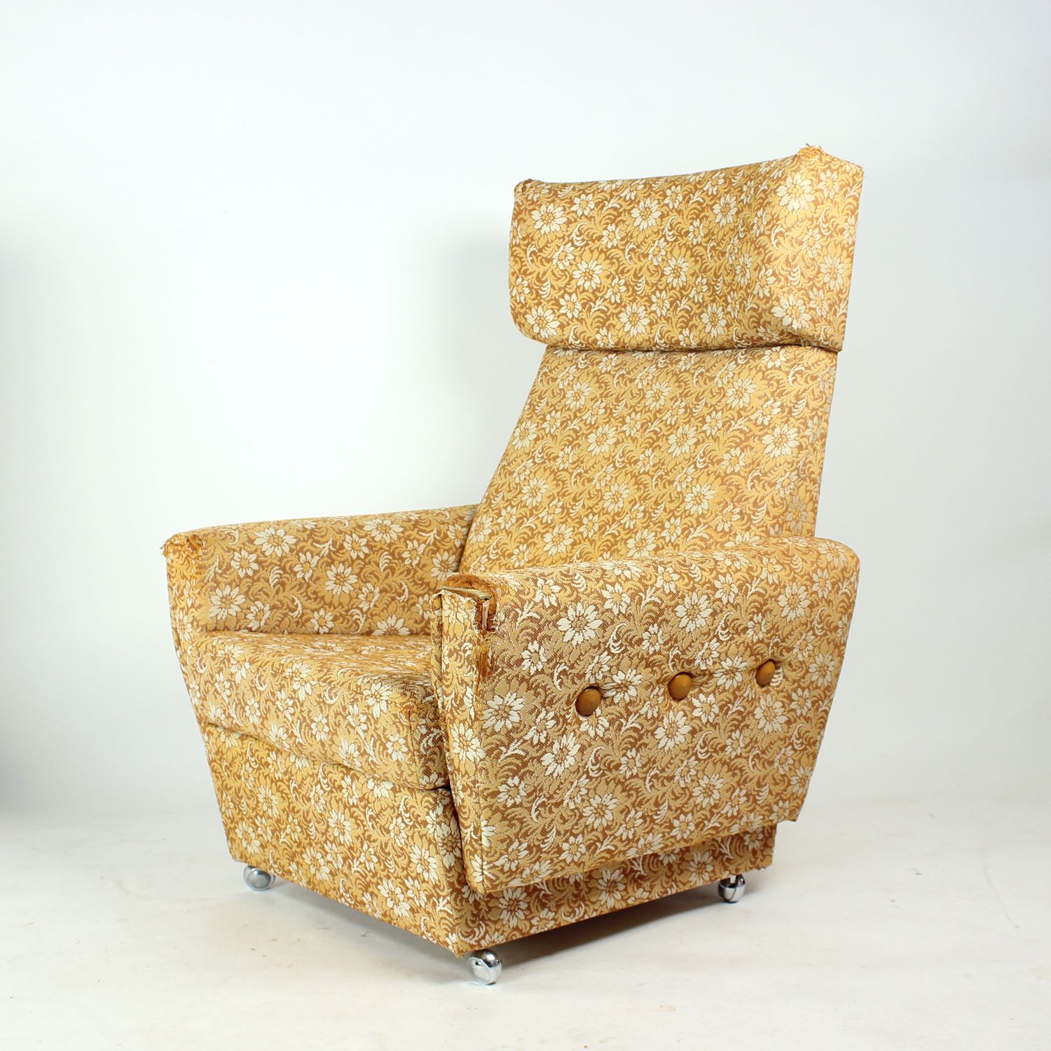 Midcentury Wingchair On Wheels By Antonin šuman For Ton, Czechoslovakia 1960s